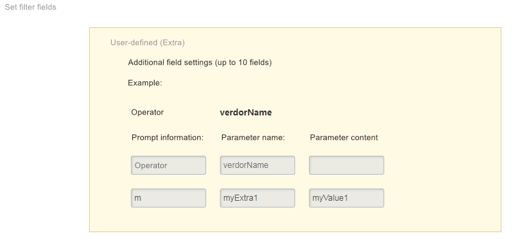 Filtering field - user-defined (Extra) - Feiying configuration example