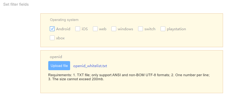 Filtering field-operation system +openid- Feiying configuration example